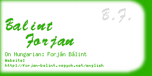 balint forjan business card