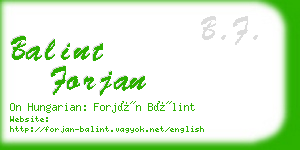 balint forjan business card